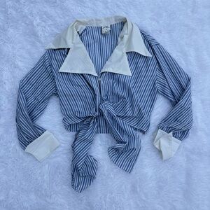 Ali & Kris Blue and White Striped Button Down Shirt